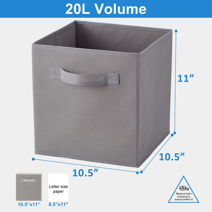 Housen Solutions Storage Cubes Organizer, 11 Inch Fabric Foldable Basket Bin with Handle, Organization Box for Cubby Shelves Closets Clothes Home Organize Nursery Toys, Pack of 6, Gray