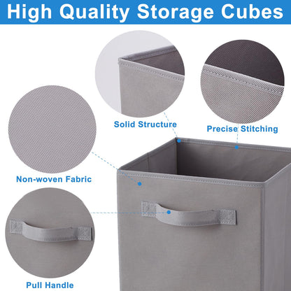 Housen Solutions Storage Cubes Organizer, 11 Inch Fabric Foldable Basket Bin with Handle, Organization Box for Cubby Shelves Closets Clothes Home Organize Nursery Toys, Pack of 6, Gray