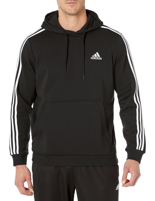 adidas Men's Essentials Fleece 3-stripes Hoodie, Black, Small