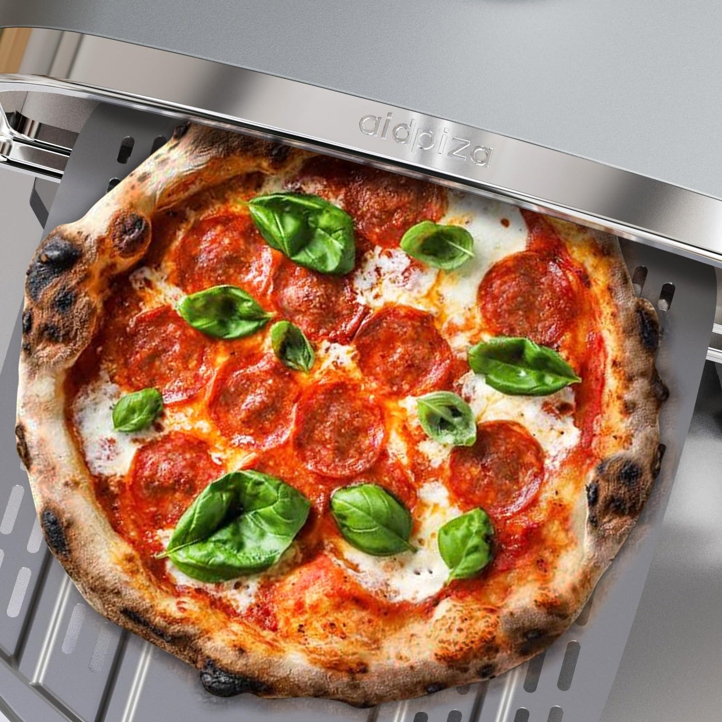 Pizza Oven Outdoor 12" Wood Fired Pizza Ovens Pellet Pizza Stove for Outside, Portable Stainless Steel Pizza Oven for Backyard Pizza Maker Portable Mobile Outdoor Kitchen (Gray-01)