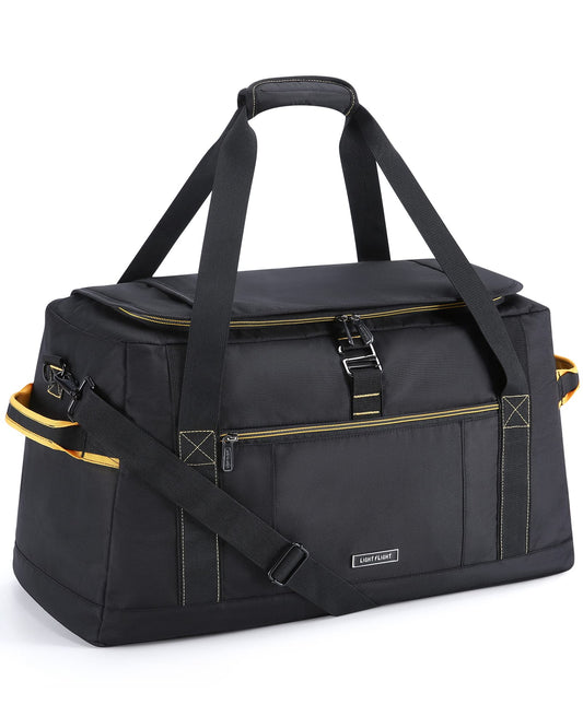 Carry on Bag, LIGHT FLIGHT 54L Large Travel Duffel Bags, Wide Open Weekender Overnight Bag, Heavy Duty Duffle Bag with Backpack Straps, Wet Pocket-Black