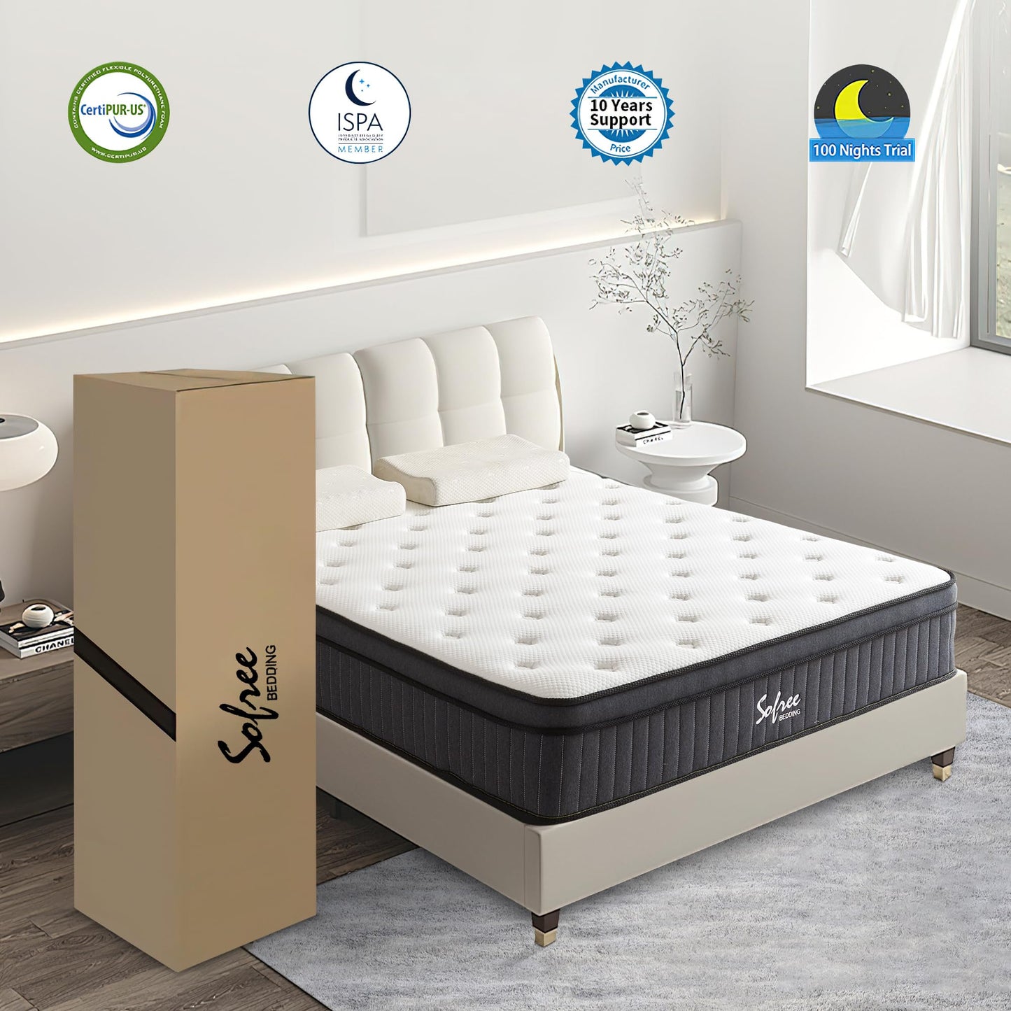 sofree bedding Full Size Mattress, 12 Inch Memory Foam Hybrid Mattress, Full Mattress in a Box for Motion Isolation, Strong Edge Support, Pressure Relief, Medium Firm, CertiPUR-US