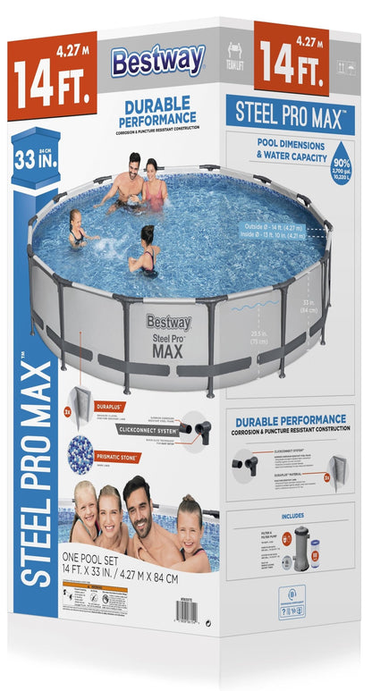 Bestway Steel Pro MAX 14' x 33" Round Above Ground Pool Set | Includes 530gal Filter Pump