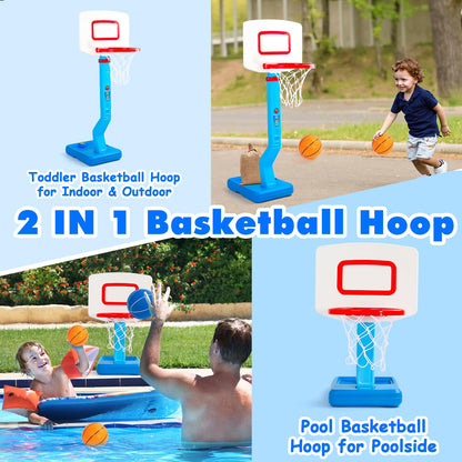 Fajiabao Toddler Basketball Hoop Indoor Adjustable Height Poolside Basketball Hoop Outdoor with Base Mini Basketball Hoop with 3 Balls Swimming Pool Toys Basketball Games for Kids Birthday Gift