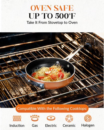 Gotham Steel 10 Pc Copper Pots and Pans Set Non Stick Cookware Set, Kitchen Cookware Sets, Pot and Pan Set, Pot Set, Space Saving Pots and Pans Set with Lids, Induction Cookware Set, Dishwasher Safe