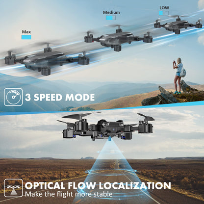 MAETOT Drone with Camera for Kids, Foldable 1080P HD FPV Drones for Kids 8-12, 2 Batteries 30mins Flight Time WiFi RC Quadcopter, One-key Take off/Landing Altitude Hold Headless Mode with Carry Case