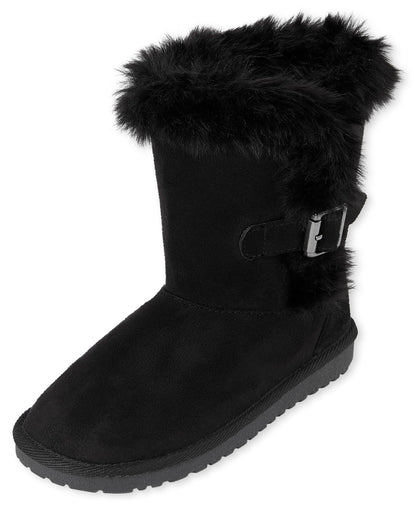 The Children's Place Girls Warm Lightweight Winter Boot Fashion, Onyx, 3 Big Kid
