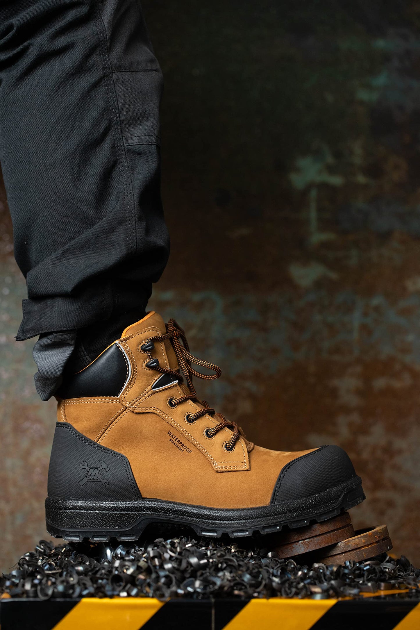 MWORK 6" Safety Work Boots For Men Waterproof Composite Toe Puncture Proof EH Non Slip No Metal Comfortable& Durable MW0001 Wheat Size 9