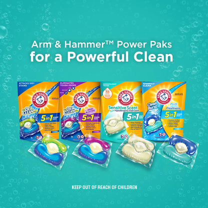 Arm & Hammer Sensitive Scent 5-in-1 Liquid Laundry Detergent Power Paks, High Efficiency (HE), 42 Count (Pack of 4)
