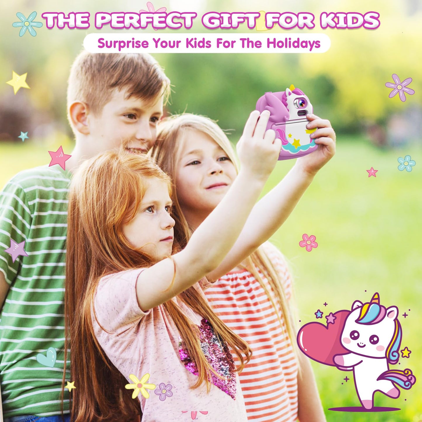 CAMCLID Kids Camera Instant Print, 12MP & 1080P Instant Camera for Kids with 32G SD Card & Print Paper, Selfie Digital Video Camera for Toddler,Christmas Birthday Gifts for Girls Boy Age 3-12 (Purple)