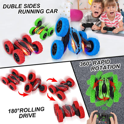 Lumiparty Remote Control Stunt Car Watch Gesture Sensor 4WD Double Sided 360 Rotating Tumbling Rechargeable Car High Speed 2.4GHZ Off Road RC Toy Cars for Xmas Birthday Gift Adult,Red/Green/Blue,3Pack