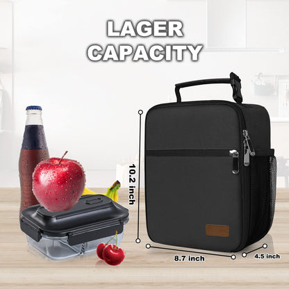 Deosk Lunch Bag Reusable Small Lunch Box for Men Women Insulated Portable Lunchbox for adults Suitable for School Work Picnic (Black)