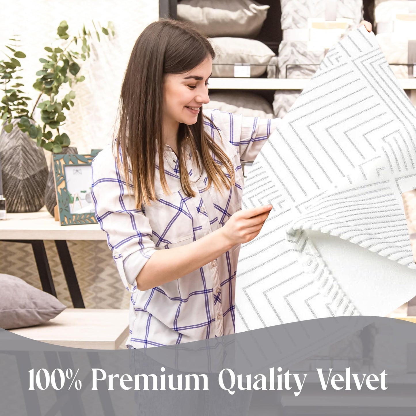 Majestic Giftware Velvet Tablecloths for Rectangle Tables | (70/144) - TC1407 Silver Geometric Print Hem Stitch Dining Table Cover | Decorative Washable Rectangle Tablecloth for Kitchen, Dinning