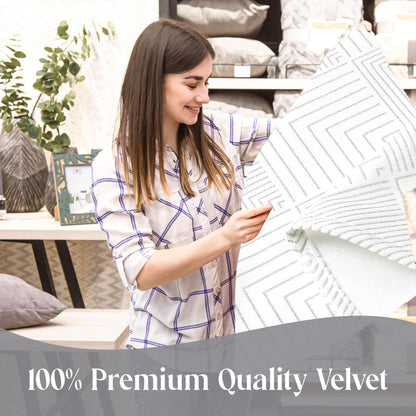 Majestic Giftware Velvet Tablecloths for Rectangle Tables | (70/144) - TC1407 Silver Geometric Print Hem Stitch Dining Table Cover | Decorative Washable Rectangle Tablecloth for Kitchen, Dinning
