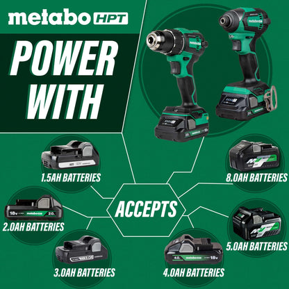 Metabo HPT 18V MultiVolt™ Cordless Brushless Driver Drill & Impact Driver Combo Kit | Includes 2-18V 2.0Ah Batteries | Lifetime Tool Warranty | KC18DEXQB