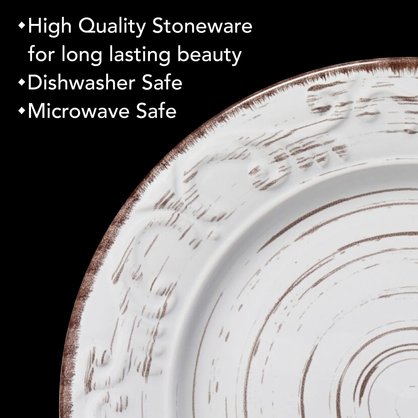 Pfaltzgraff Trellis White 16-Piece Dinnerware Set, Service for 4, Distressed White