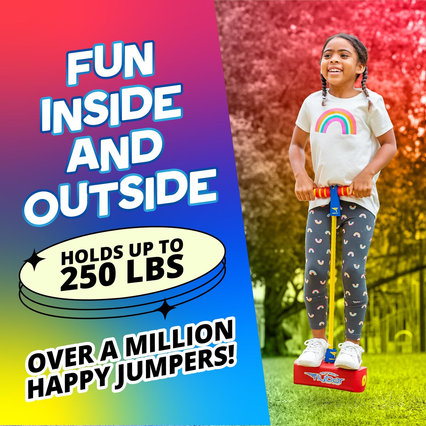 Flybar My First Foam Pogo Jumper for Kids Fun and Safe Pogo Stick for Toddlers, Durable Foam and Bungee Jumper for Ages 3 and up, Supports up to 250lbs (Red)