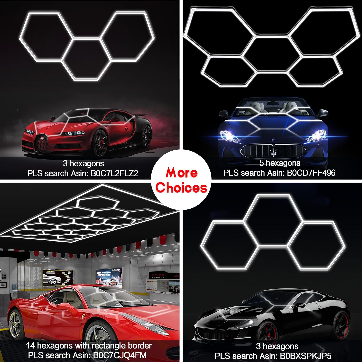 MODERN Hexagon Garage Light: Higher Brightness 720W 86400 Lumens Hexagon Led Garage Light with Rectangle Border 6500K for Garage, Basement, Warehouse, Auto Beauty Shop, Car Detailing Shop etc.