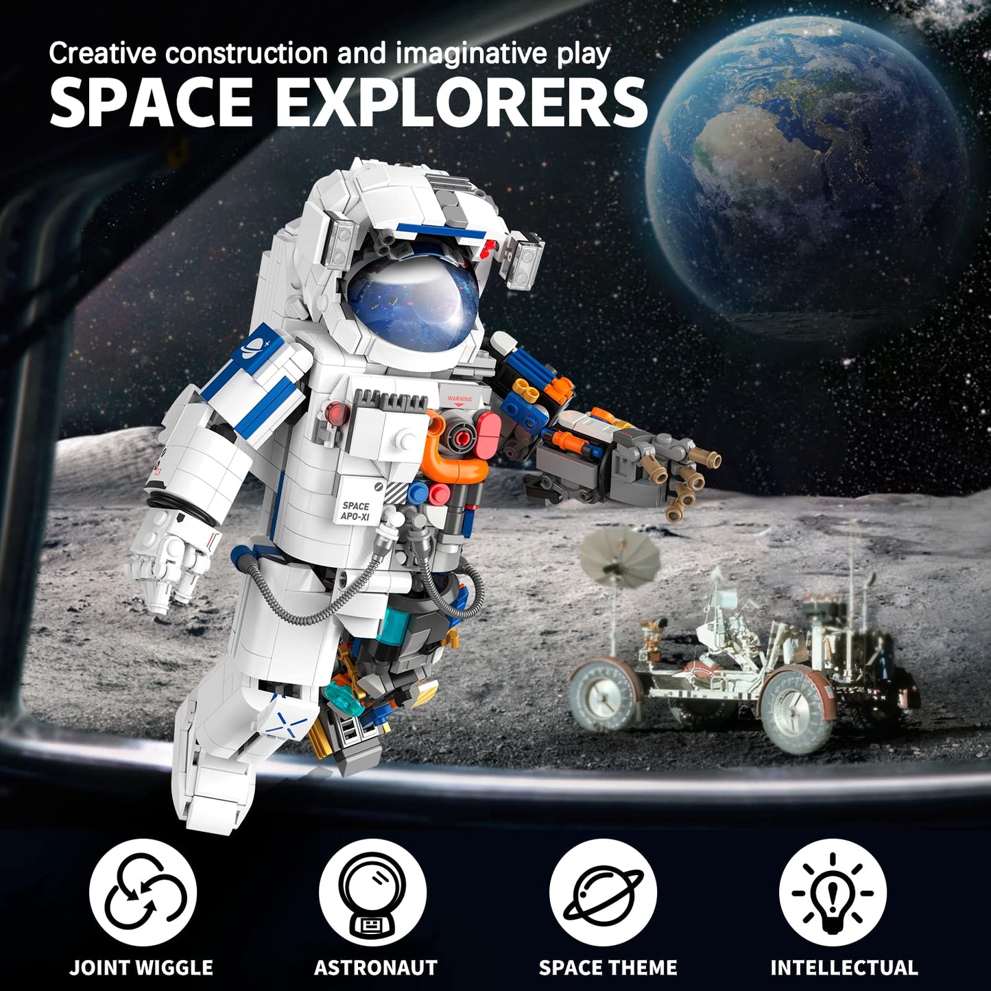 Haiwon Space Exploration Astronaut Toys Building Kit, STEM Educational DIY Spaceman Playset Building Toys for Adults and Kids 12+, Best Collectible Toys Gifts for Boys Girls (900 Pieces)
