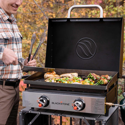 Blackstone 1813 Stainless Steel Propane Gas Hood Portable, Flat Griddle Grill Station for Kitchen, Camping, Outdoor, Tailgating, Tabletop, Countertop – Heavy Duty, 12, 000 BTUs, 22 Inch, Black