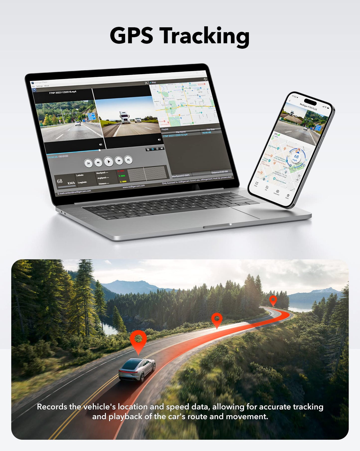 REDTIGER Dash Cam Front Rear, 4K/2.5K Full HD Dash Camera for Cars, Free 32GB Card, Built-in Wi-Fi GPS, 3.16” IPS Screen, Night Vision, 170°Wide Angle, WDR, 24H Parking Mode