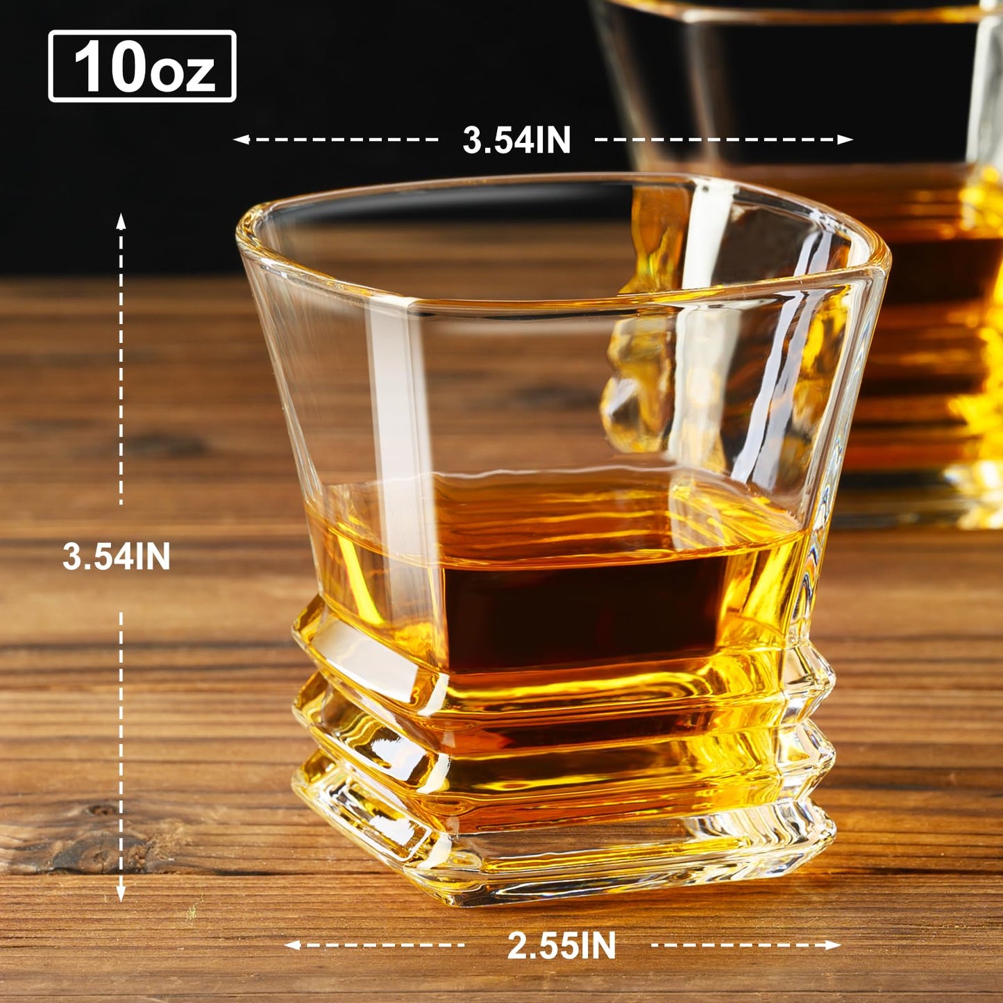 PARACITY Whiskey Glasses Set of 2, Old Fashioned Cocktail Glass, 10 OZ Whiskey Glasses, Bourbon Glasses, Glasses for Scotch, Liquor Vodka, Bourbon, Whiskey Gifts for Men, Husband, Boyfriend