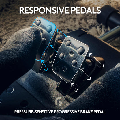 Logitech G923 Racing Wheel and Pedals for Xbox Series X|S, Xbox One and PC featuring TRUEFORCE up to 1000 Hz Force Feedback, Responsive Pedal, Dual Clutch Launch Control, and Genuine Leather Wheel Cover