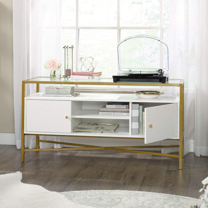 Sauder Harper Heights TV Credenza, L: 48.82" x W: 15.55" x H: 25.0", White Finish