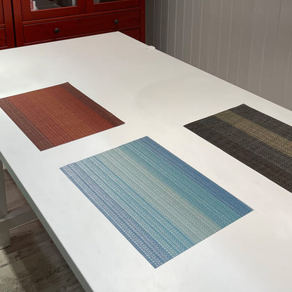 Canglifull Placemats Set of 6, Vinyl Woven Placemats, Beautiful Washable and Durable Non-Slip Table Placemats, Indoor/Outdoor Placemats (Black, 6)