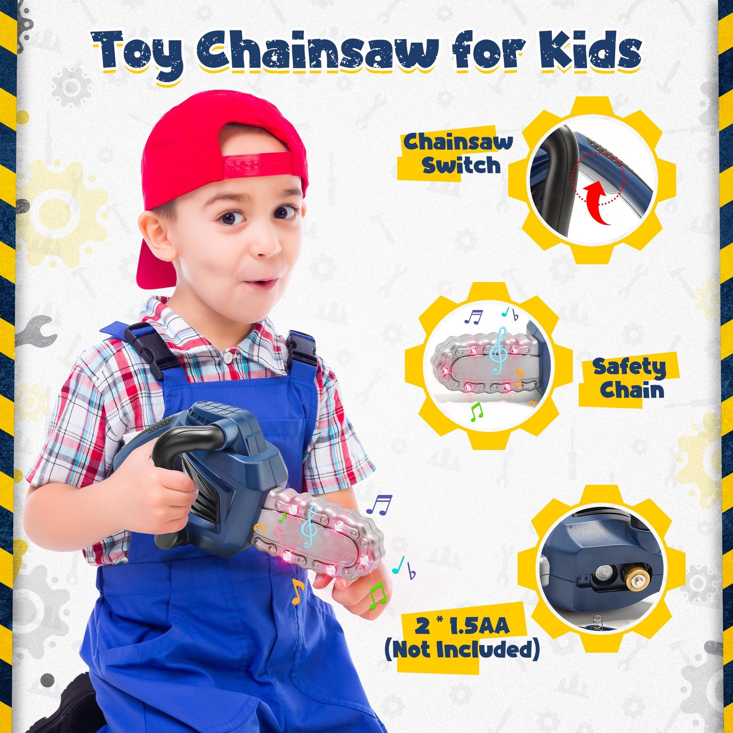 Skirtoy Kids Tool Set, 47pcs Toy Tool Set with Chainsaw & Excavator Toys, Pretend Play Construction Toys Tools for Boys Girls, Birthday Family Day Gifts for Kids Ages 3 4 5 6 Up