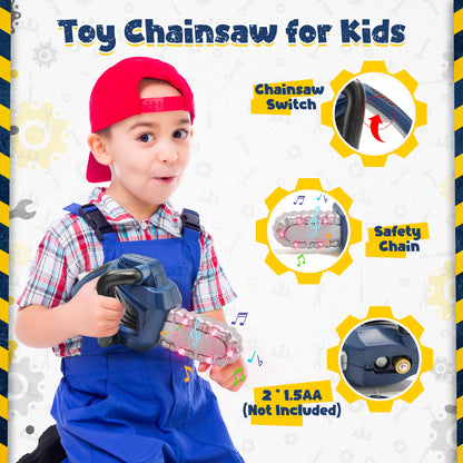 Skirtoy Kids Tool Set, 47pcs Toy Tool Set with Chainsaw & Excavator Toys, Pretend Play Construction Toys Tools for Boys Girls, Birthday Family Day Gifts for Kids Ages 3 4 5 6 Up