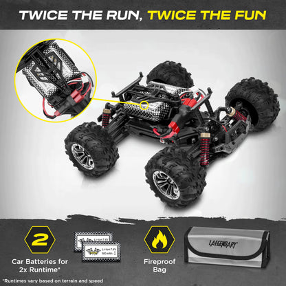 LAEGENDARY Remote Control Car, Hobby Grade RC Car 1:20 Scale Brushed Motor with Two Batteries, 4x4 Off-Road Waterproof RC Truck, Fast RC Cars for Adults, RC Cars, Remote Control Truck