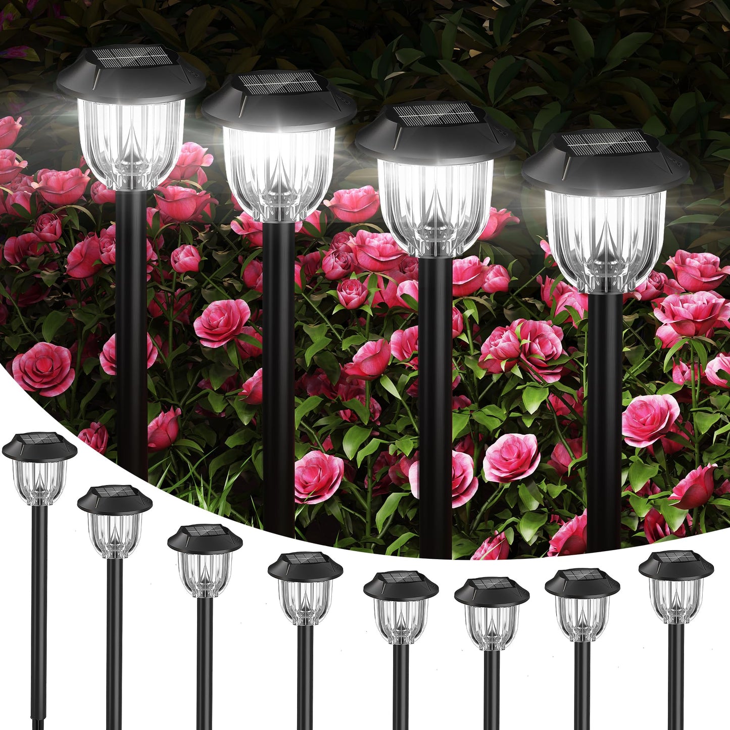 WIHTU 8 Pack Solar Lights for Outside Ground Bright Garden Lights Outdoor Waterproof for Pathway Solar Powered Landscape Lights for Yard Decor LED Lighting for Walkways Driveway Sidewalk Patio Lawn