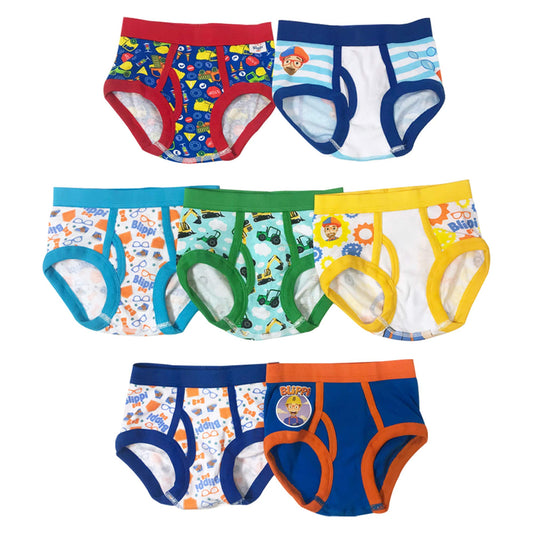 Blippi boys Blippi 7-pk and 10-pk Toddler Boys 100% Combed Cotton Underwear Briefs in Sizes 2/3t and 4t, Blippi 7boys, 4T