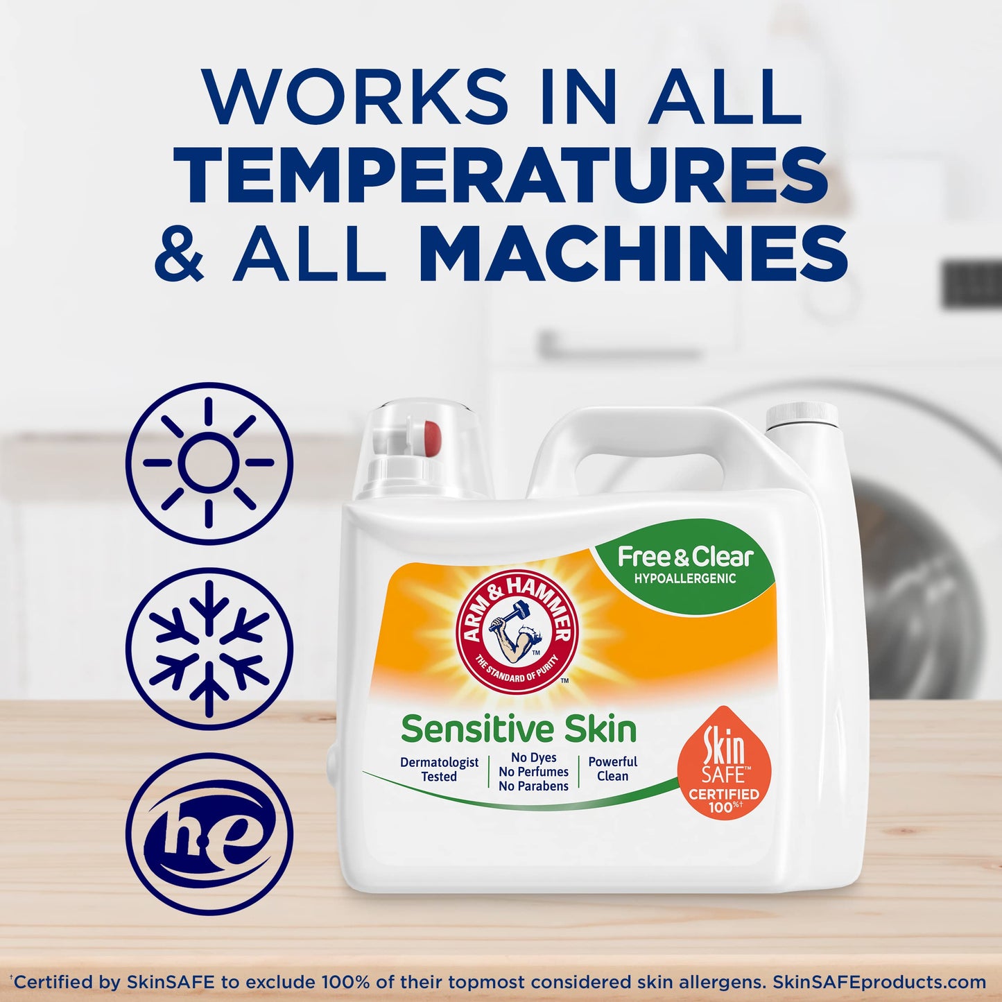Arm & Hammer Sensitive Skin Free & Clear, 140 Loads Liquid Laundry Detergent, 140 Fl oz