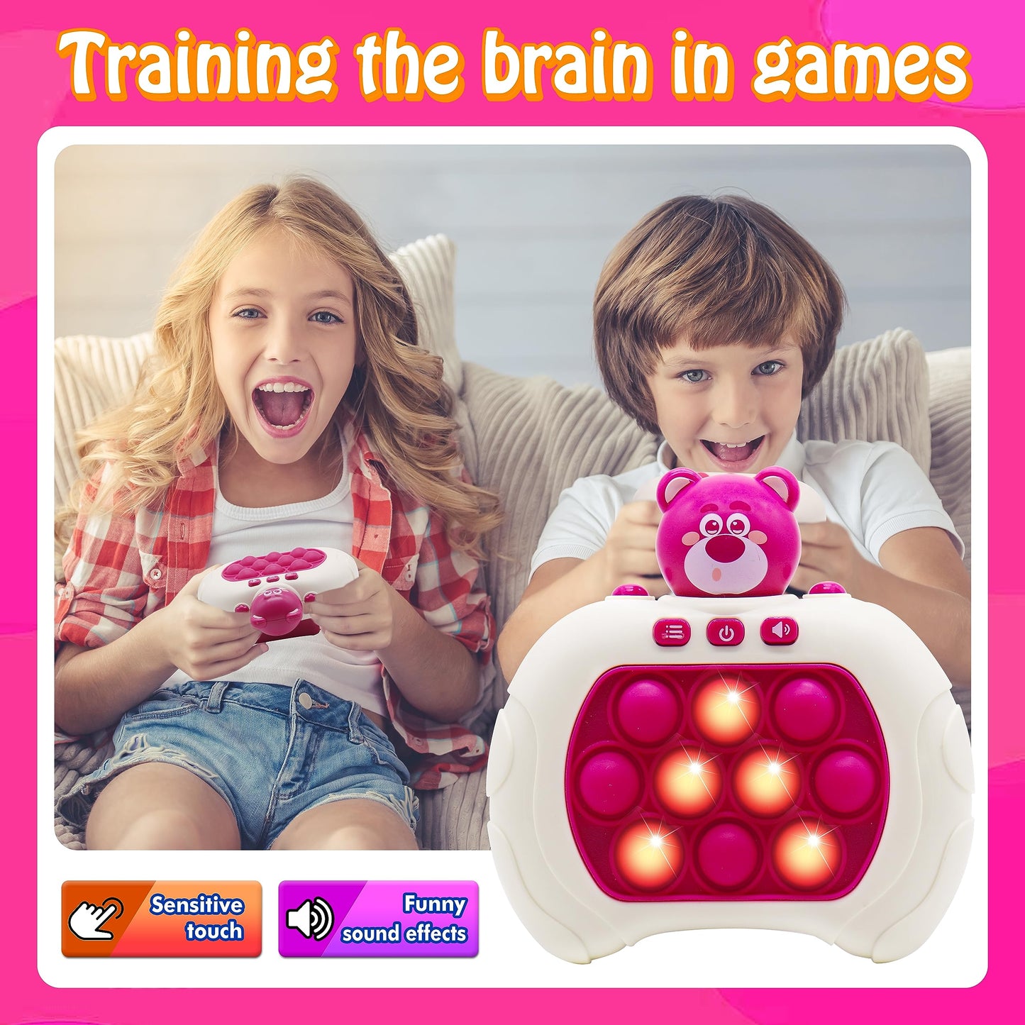 Fast-Push-Bubble-Game-Animal for Kids & Adults [Pop Fidget Quick Push Game] [Light up Puzzle Speed Push Game] [Handheld Fidget Game Toy] Gift for Girls Age 3-12