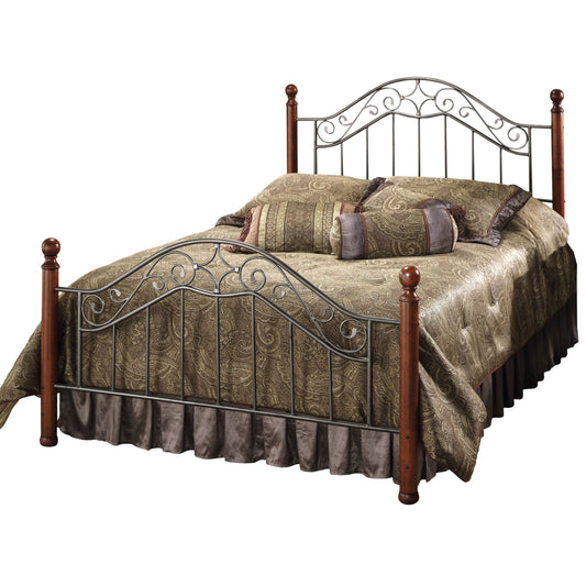 Hillsdale Martino Metal Wood Posts, Queen Bed, Smoke Silver