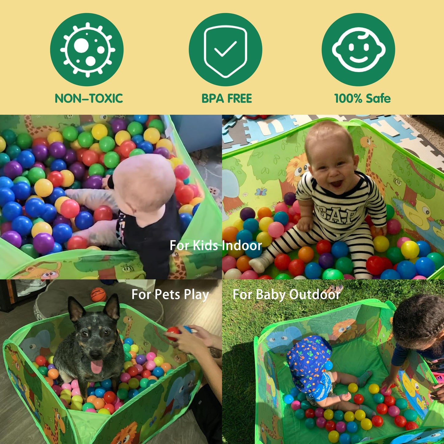 PLAY 10 Ball Pit with 50 Balls, Pop-up Kids Pit Balls Pool, Play Tent for Babies Toddlers Boy Girls, Indoor Outdoor Play 29.5''x29.5''x11.8''