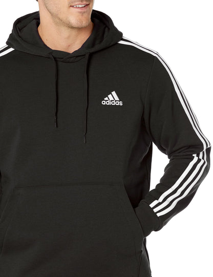 adidas Men's Essentials Fleece 3-stripes Hoodie, Black, Small