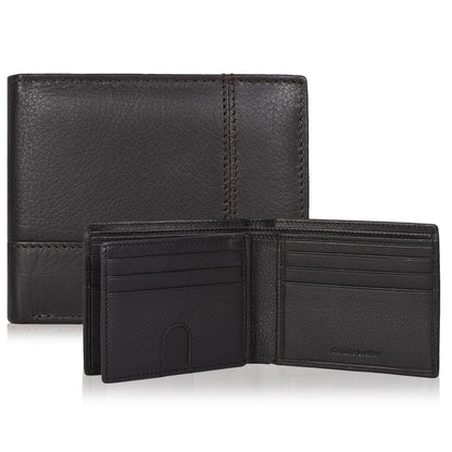 Traversible Real Leather Bifold Wallet for Men, Ultra Slim Minimalist Front Pocket with RFID Blocking 9 Credit Card Storage Holder, 1 ID Window, Slim & Stylish Billfolds Wallet