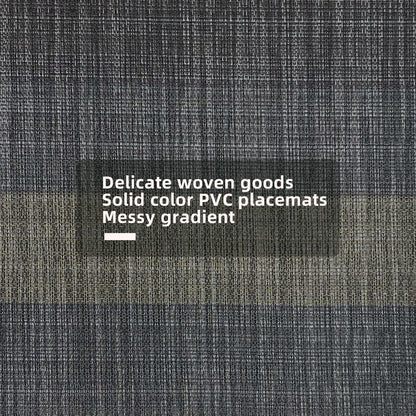 Canglifull Placemats Set of 6, Vinyl Woven Placemats, Beautiful Washable and Durable Non-Slip Table Placemats, Indoor/Outdoor Placemats (Black, 6)