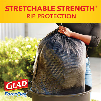 Glad Large Drawstring Trash Bags, ForceFlex with Clorox, 30 Gallon, Mountain Air, 50 Count