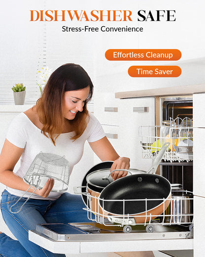 Gotham Steel 10 Pc Copper Pots and Pans Set Non Stick Cookware Set, Kitchen Cookware Sets, Pot and Pan Set, Pot Set, Space Saving Pots and Pans Set with Lids, Induction Cookware Set, Dishwasher Safe