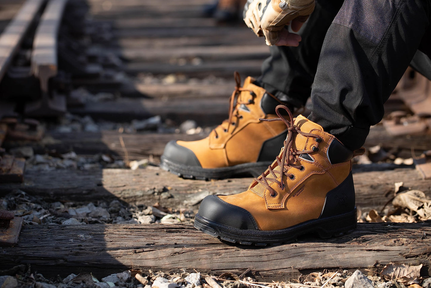MWORK 6" Safety Work Boots For Men Waterproof Composite Toe Puncture Proof EH Non Slip No Metal Comfortable& Durable MW0001 Wheat Size 9