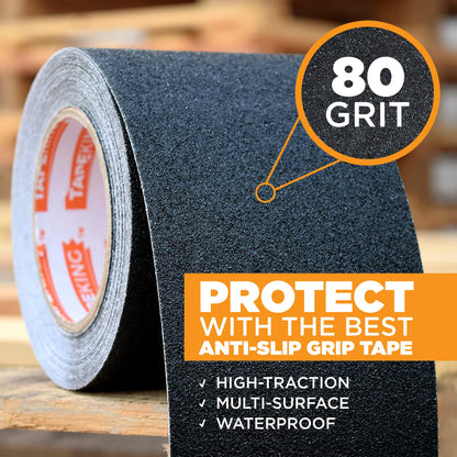 Tape King Anti-Slip Tape, 4" x30' Roll - Indoor/Outdoor Safety Traction for Stairs, Steps, Ramps, Treads