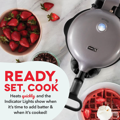 DASH Flip Belgian Waffle Maker With Non-Stick Coating for Individual 1" Thick Waffles – Black