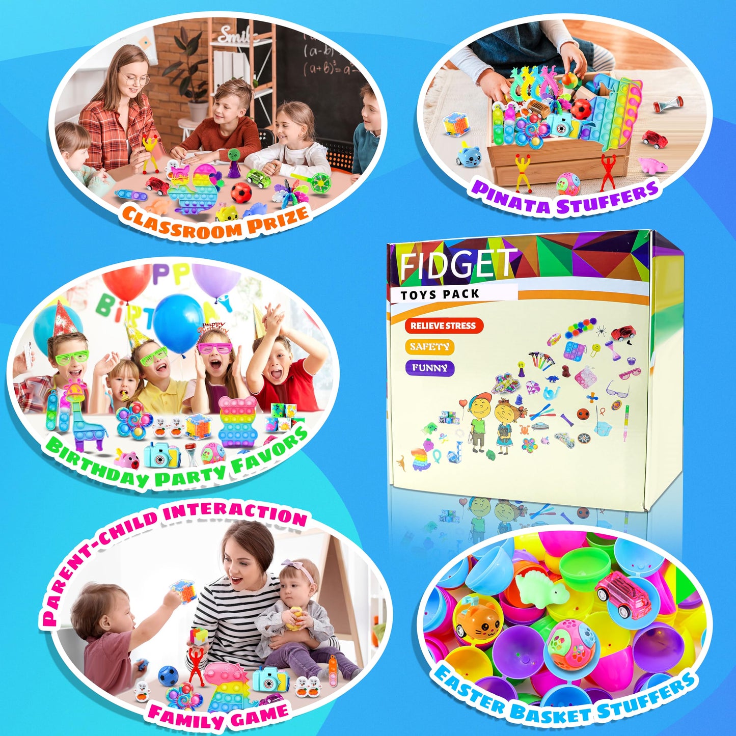 1000pcs Party Favors for Kids, Fidget Toys Pack, Stocking Stuffers, Birthday Gift Toys, Prize Box, Treasure Box, Goodie Bag Stuffers,Carnival Prizes