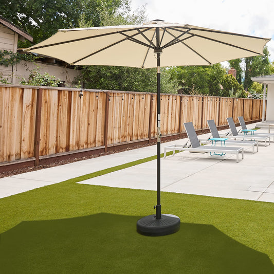 EAST OAK Patio Umbrella, 9 ft Outdoor Table Umbrella with 40 LED Solar Lights of Waterproof and UV 30+ Fade Resistant for Garden, Deck, Backyard, Pool and Beach, Beige