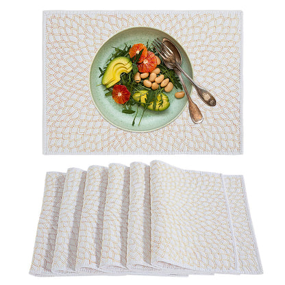 HOMBYS Quilted Placemats Set of 6-13x18 inch, Shiny Quilted Floral Rectangular Table Place Mat for Dining Table,Washable Placemats for Kitchen,Non-Slip Heat Resistant Cloth Placemats
