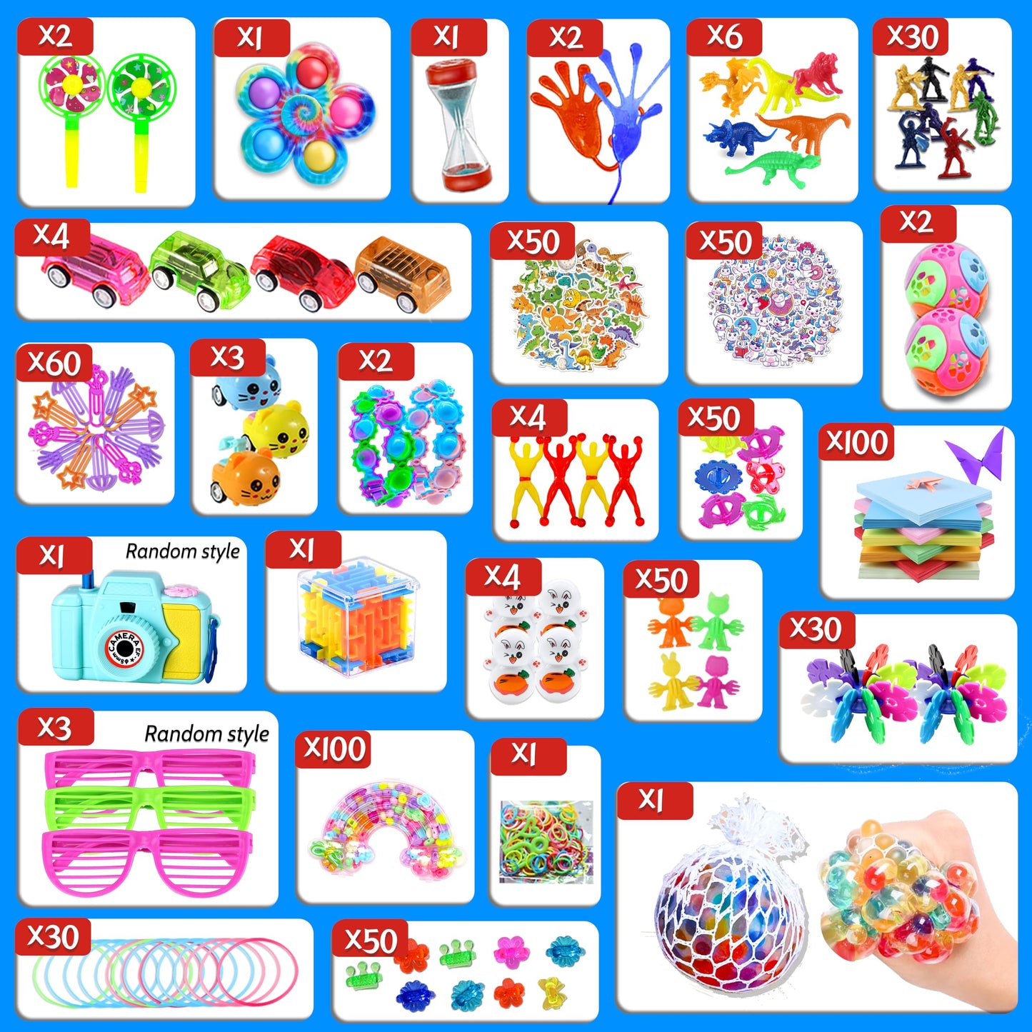 1000pcs Party Favors for Kids, Fidget Toys Pack, Stocking Stuffers, Birthday Gift Toys, Prize Box, Treasure Box, Goodie Bag Stuffers,Carnival Prizes
